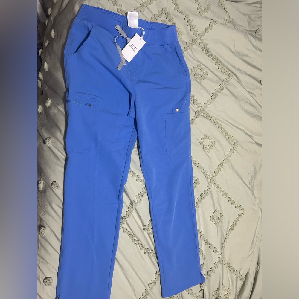 Figs Blue high waisted Yola scrub pants NWT
